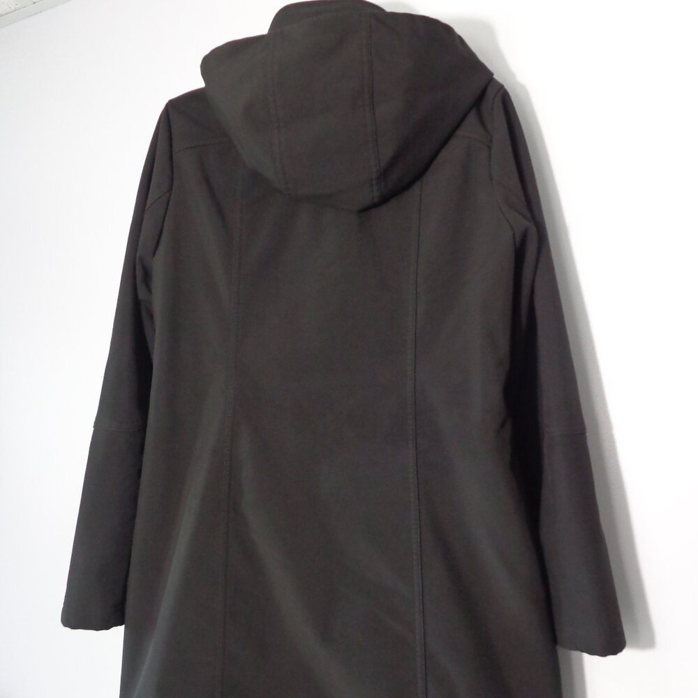 Liz Claiborne Women’s All Weather Coat Black Zip Snaps Hooded Mesh Lining Size M - Picture 2 of 9